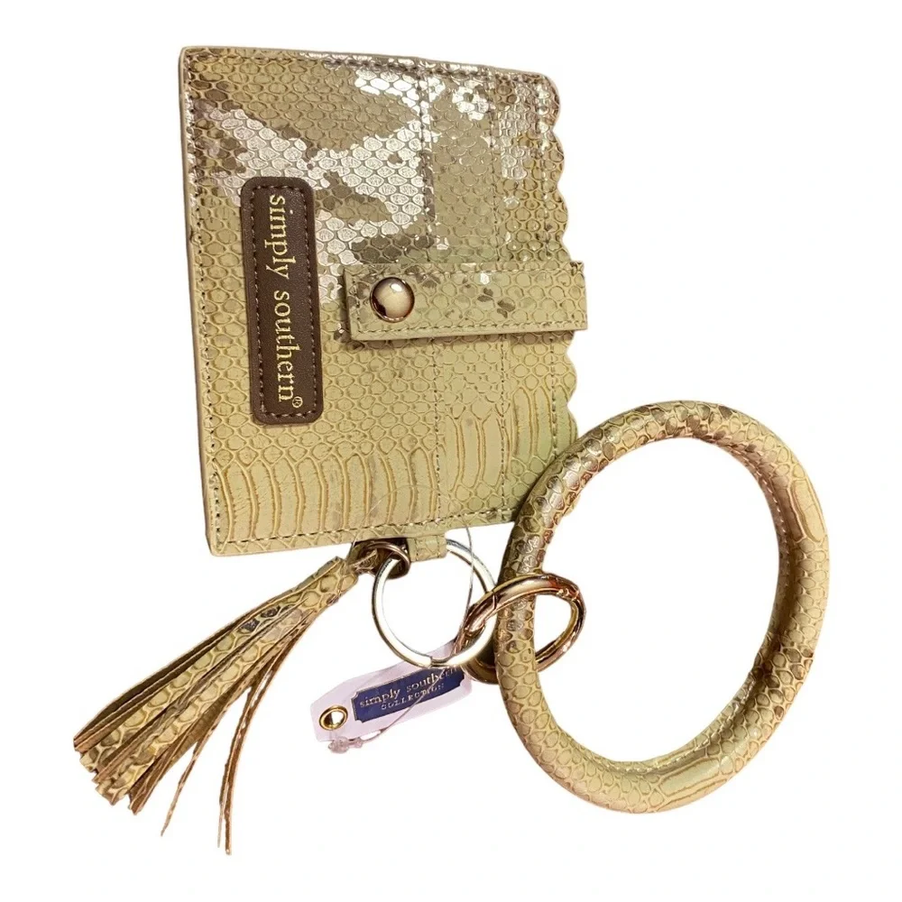 Simply Southern Snake Skin Print Bangle ID/Credit Card Keychain Holder